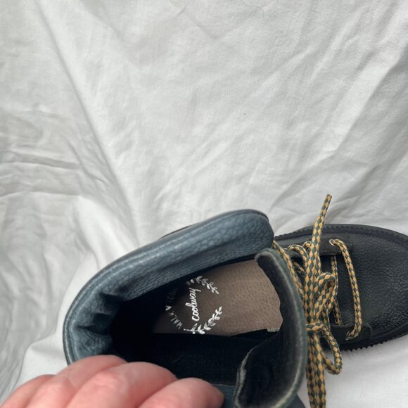 coolway Black Leather Plaid trim Lace Up Ankle Boots US 7 - Picture 12 of 14